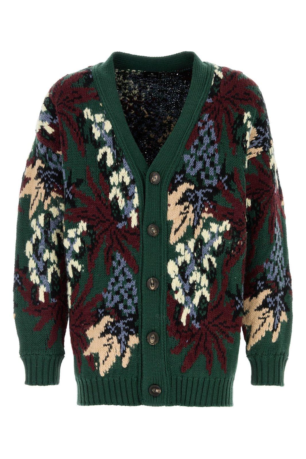 Etro V领提花针织开衫