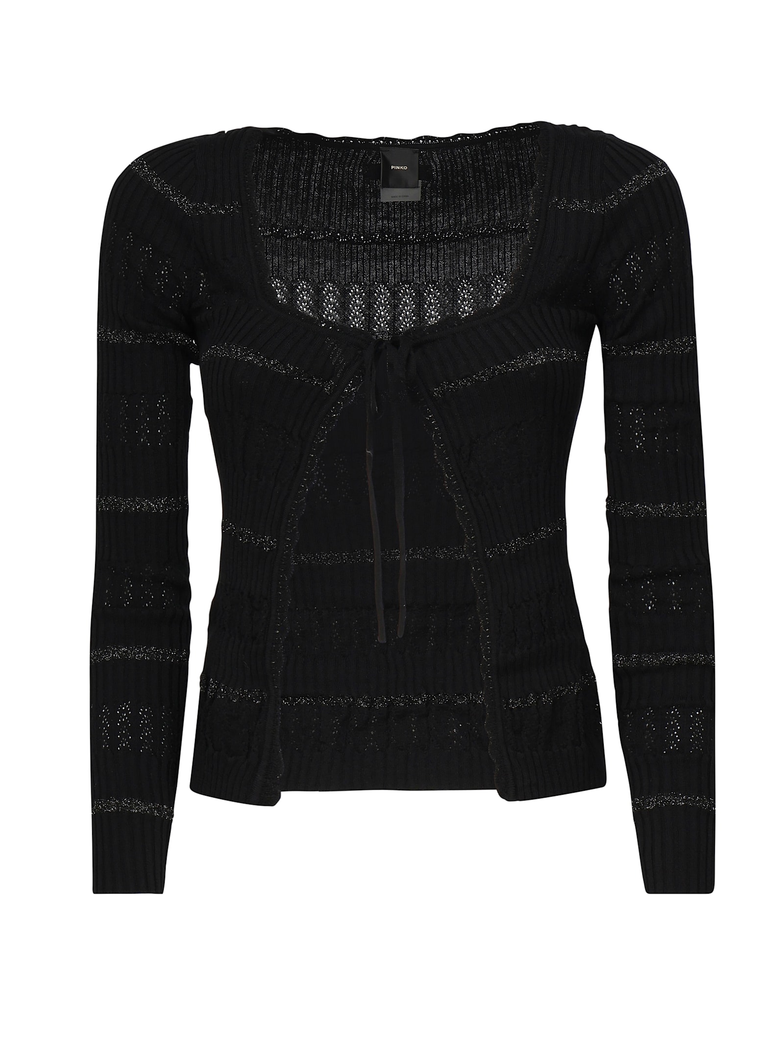 Long-sleeved Polo With Metallic Stripe Pinko
