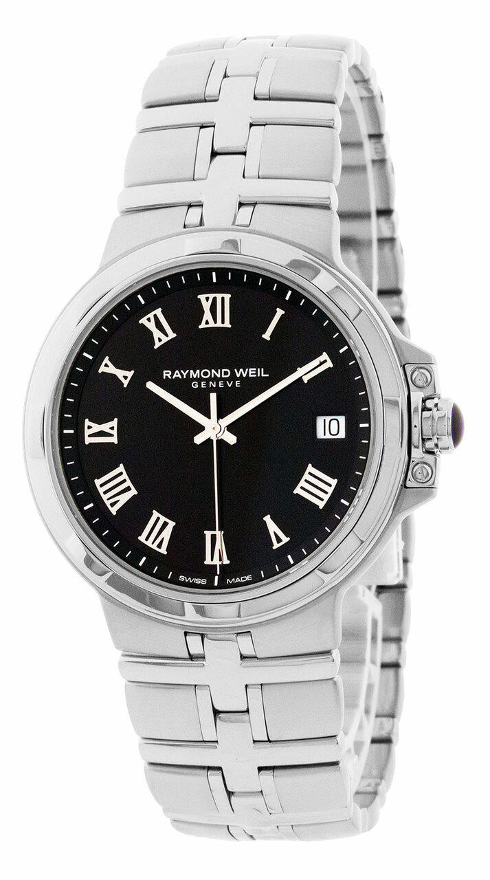 RAYMOND WEIL Parsifal 41MM Stainless Steel Black Dial Men's Watch 5580-ST-00208
