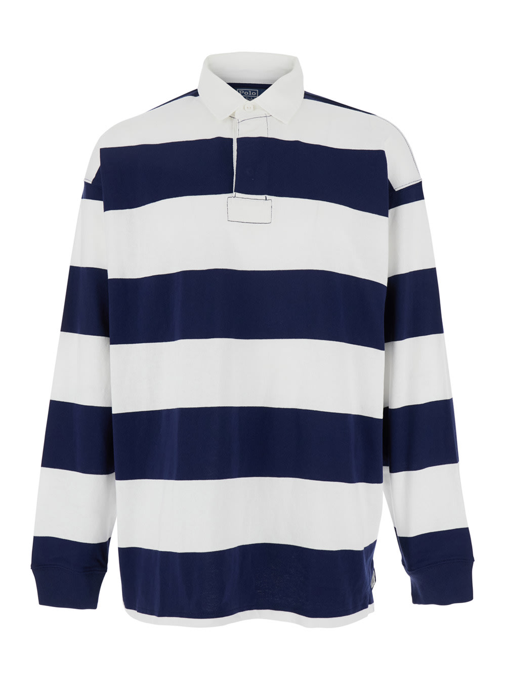 Polo Ralph Lauren Blue Polo Shirt With Classic Collar And All-over Striped Motif In Cotton Man