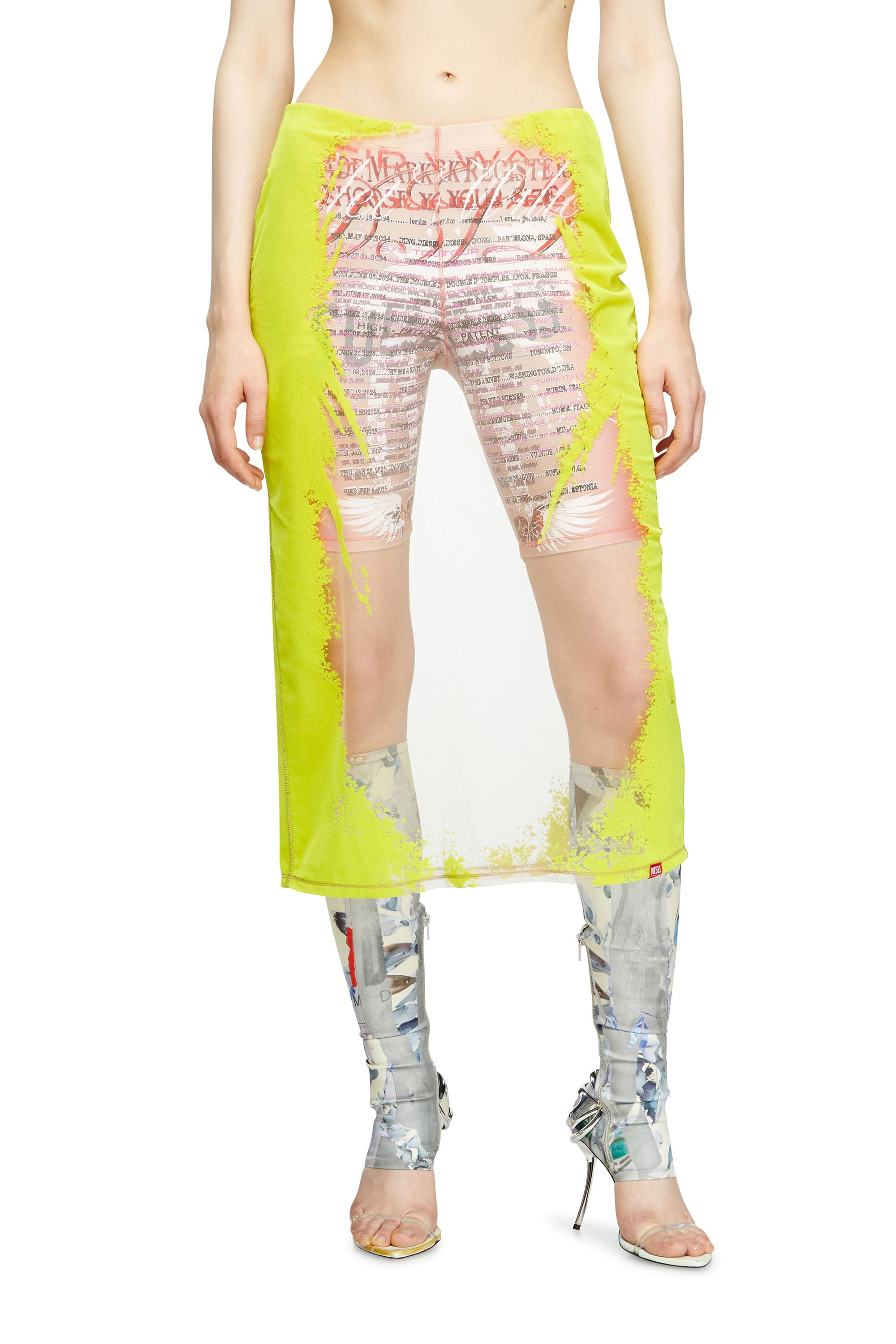 Diesel - Layered midi skirt with lyrics print - Skirts - Woman - Multicolor