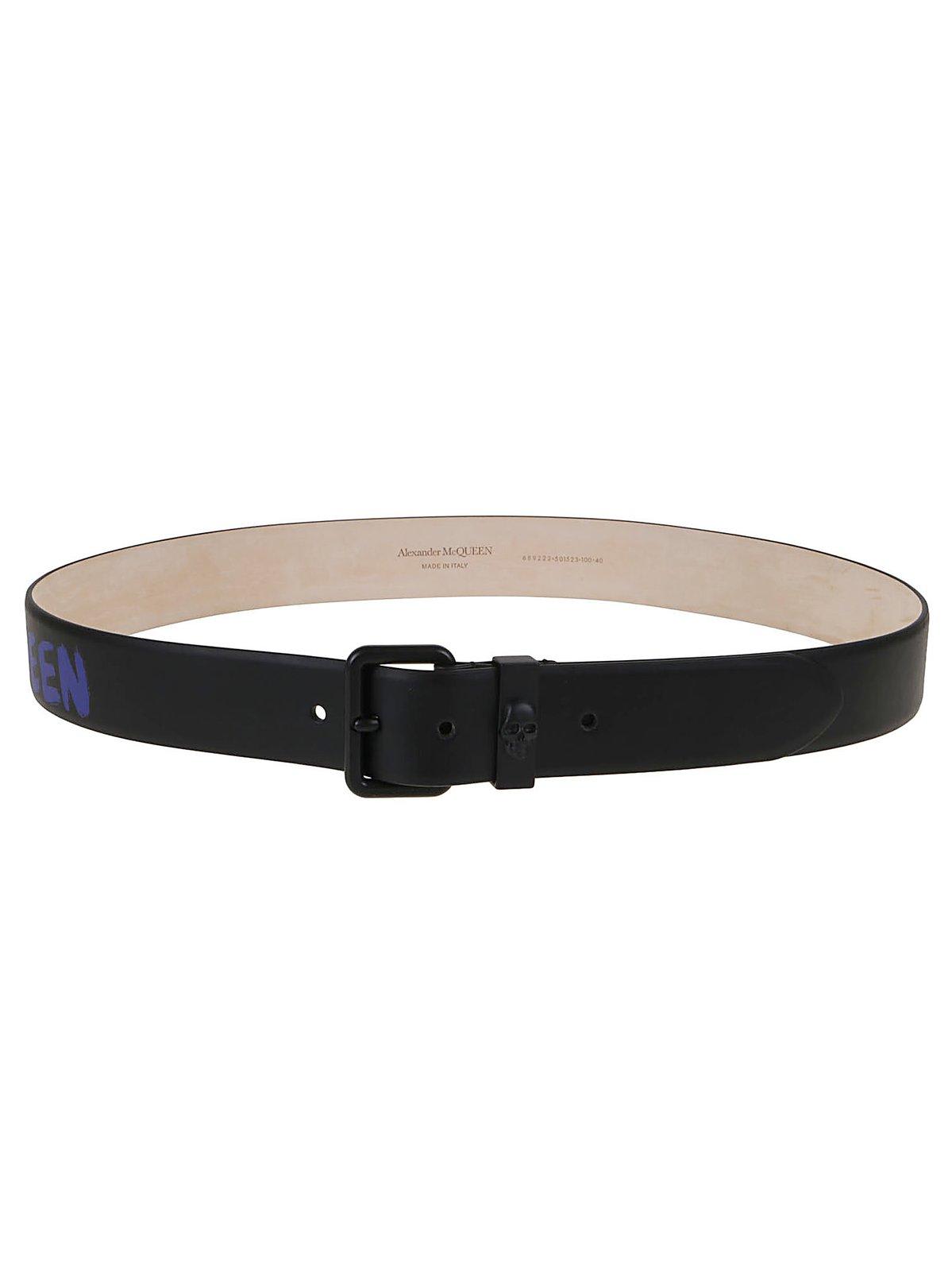 Alexander McQueen Skull Appliqué Buckle Belt