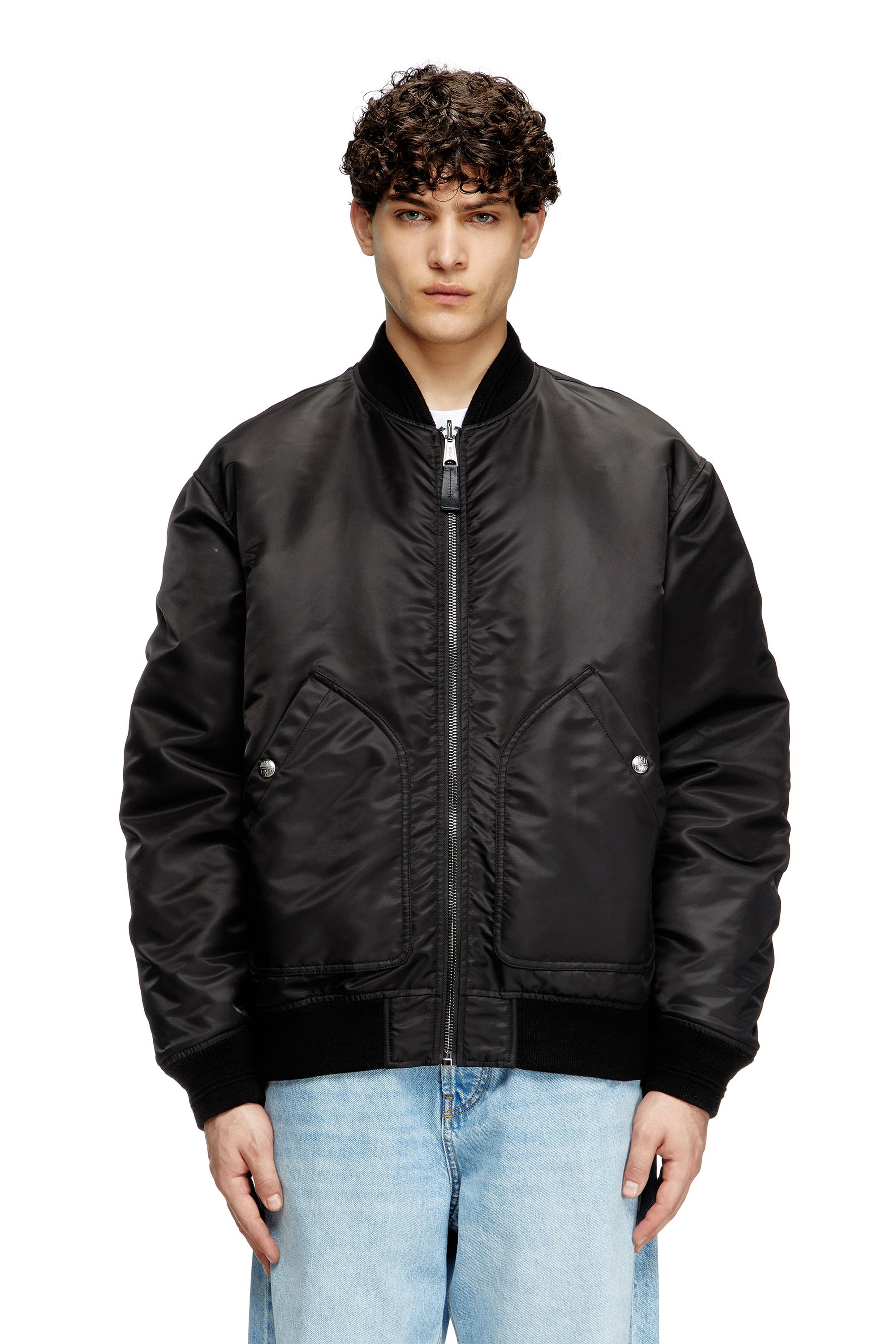 Diesel - Bomber in padded nylon with Oval D - Jackets - Man - Black