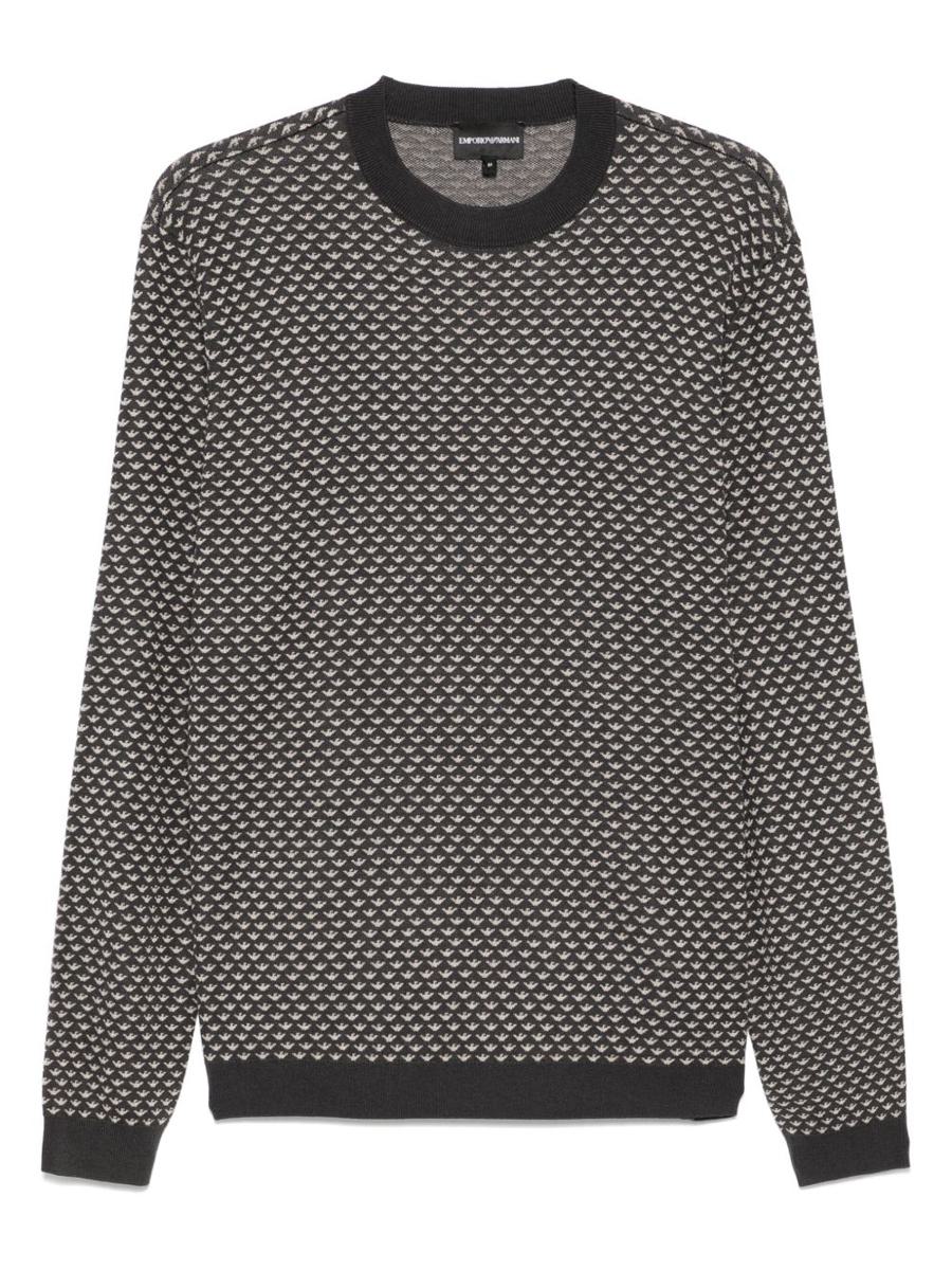 Emporio Armani Allover Logo Wool Blend Sweater