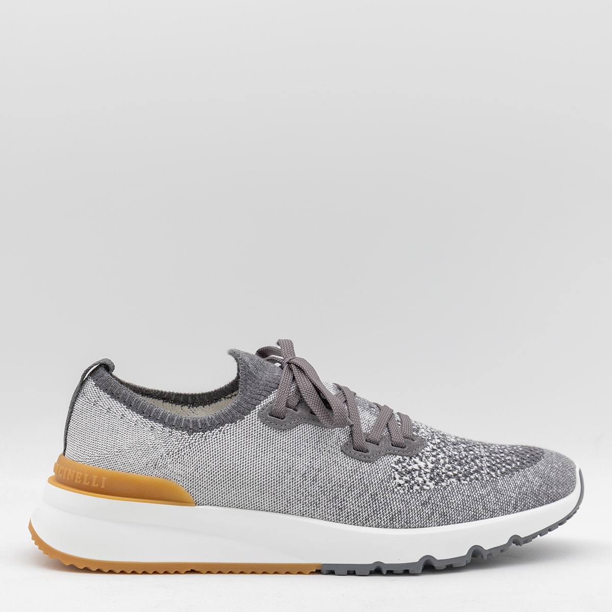 Brunello Cucinelli Grey And White Canvas Sneakers