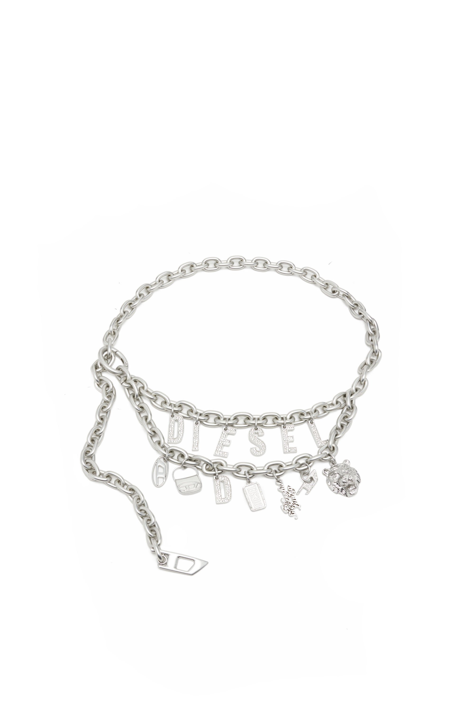 Diesel - Multi-charm chain belt - Belts - Unisex - Silver