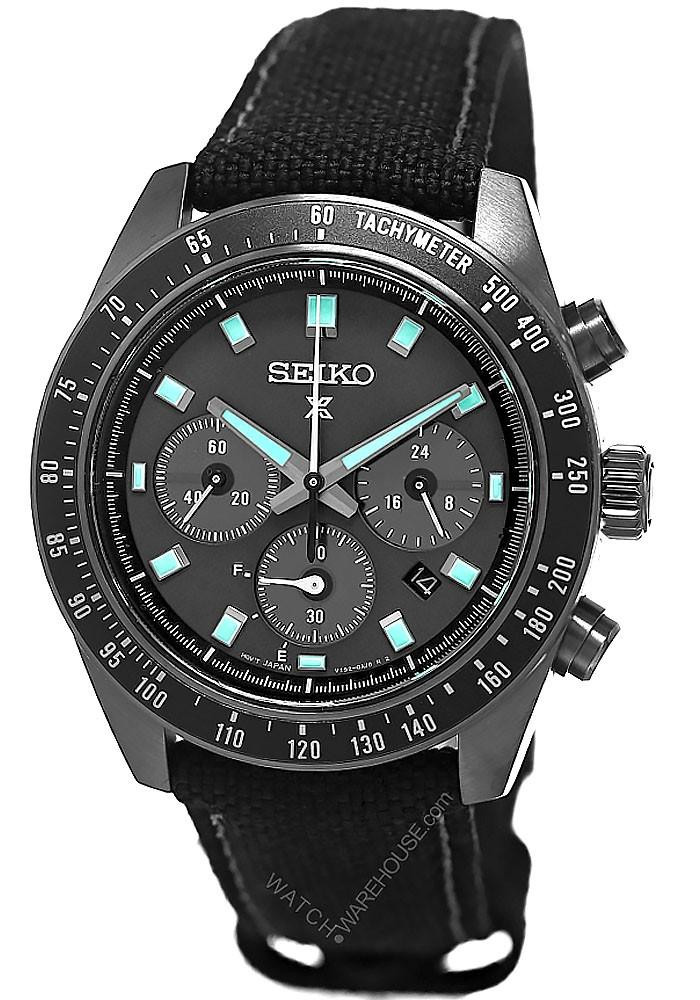 SEIKO Prospex Black Series Speedtimer Solar Chronograph 41.4MM Men's Watch SSC923