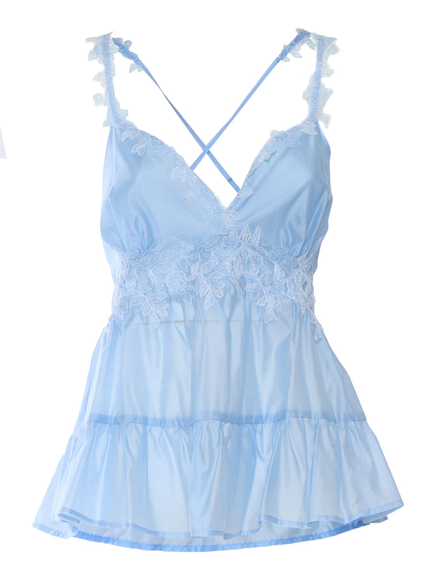 Ermanno Ermanno Scervino Light Blue Top With Laces