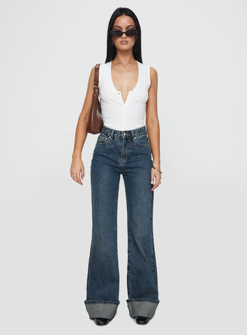 Florida Keys Cuffed Jeans Mid Blue
