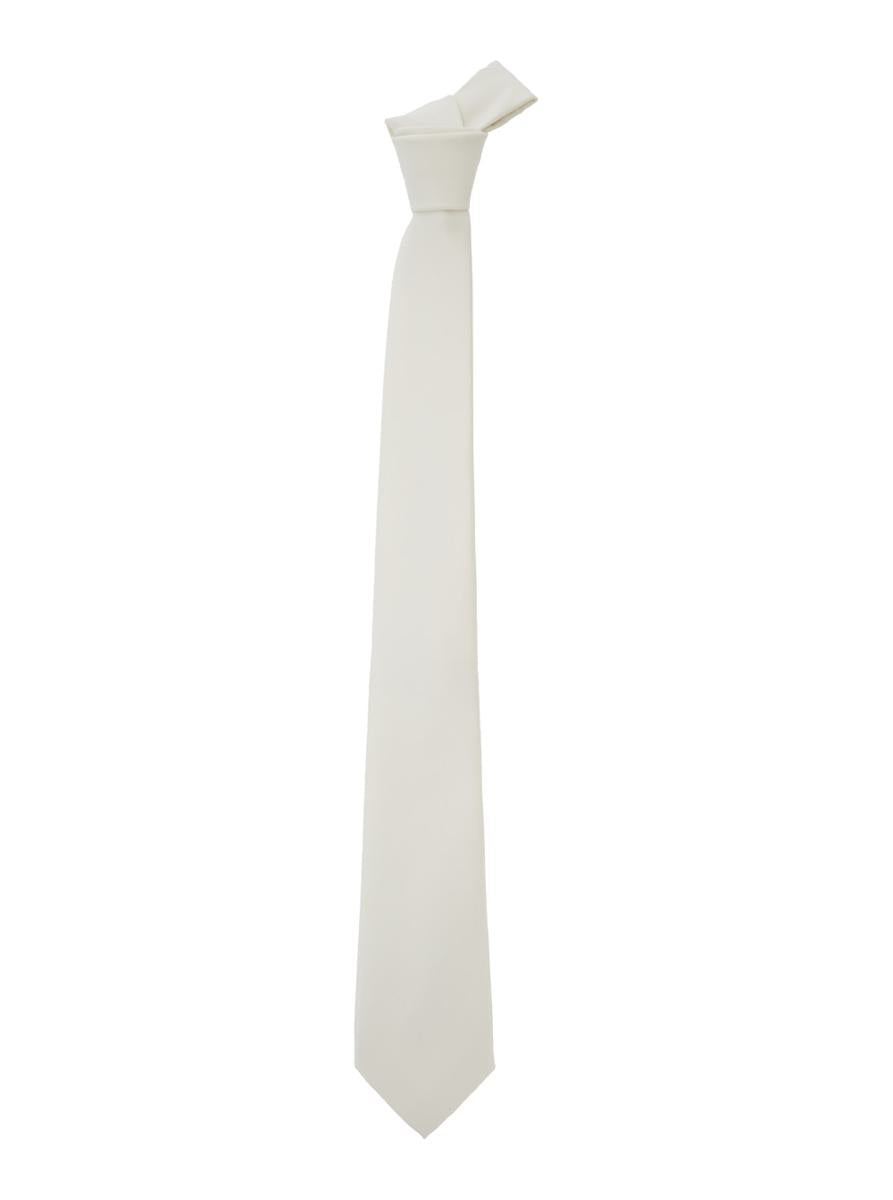 White Classic Tie In Fabric Man