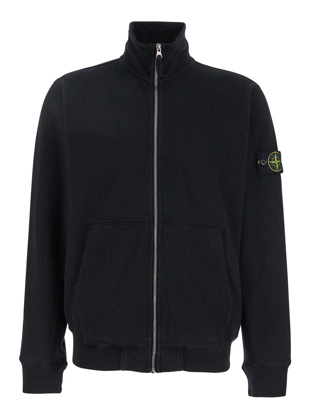 Stone Island 黑色男士纯棉袖部可拆卸罗盘标志卫衣