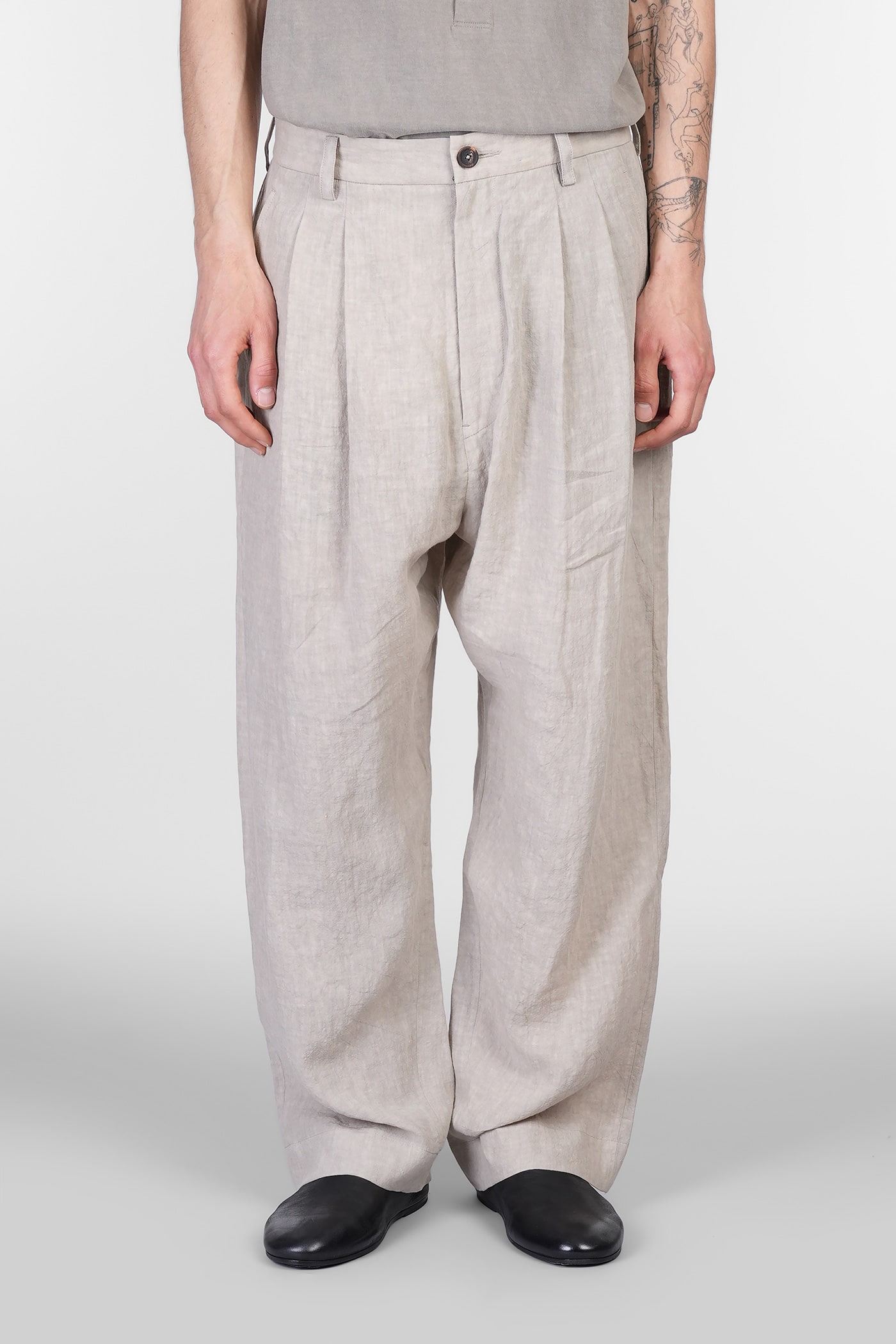 Ziggy Chen Pants In Beige Linen