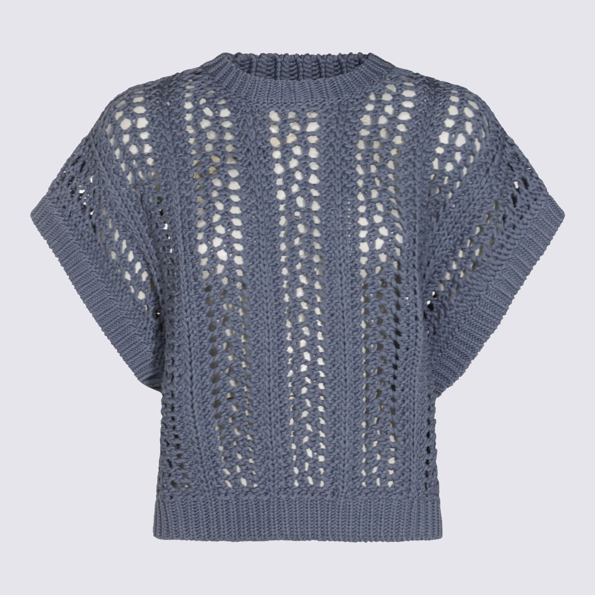 Brunello Cucinelli Blue Cotton Knitwear