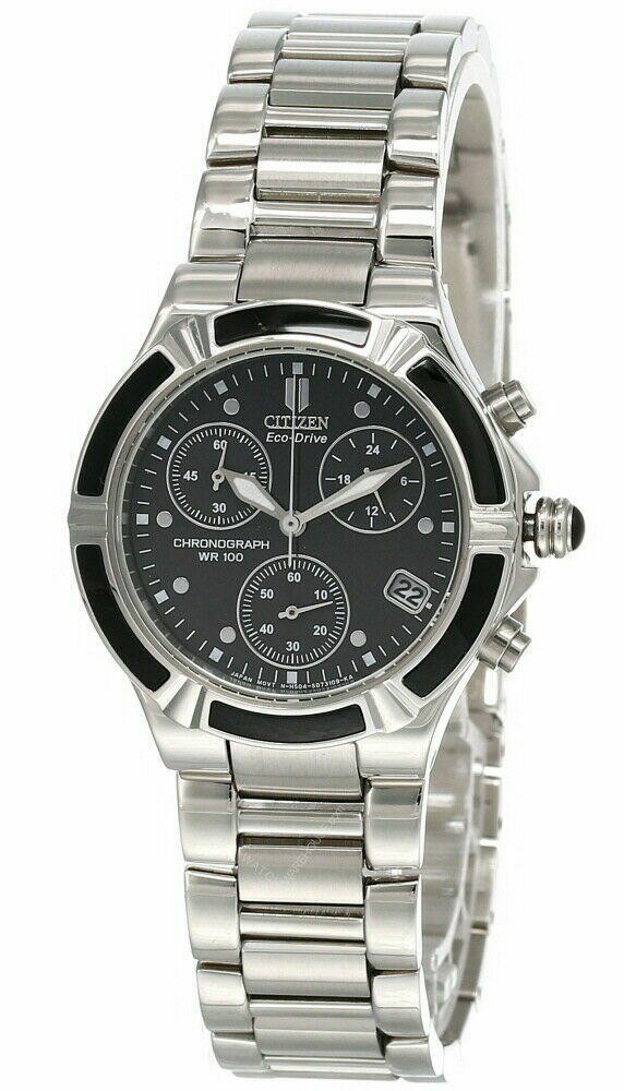 CITIZEN Eco Drive Chrono Black Dial SS Women's Watch FB1030-59E