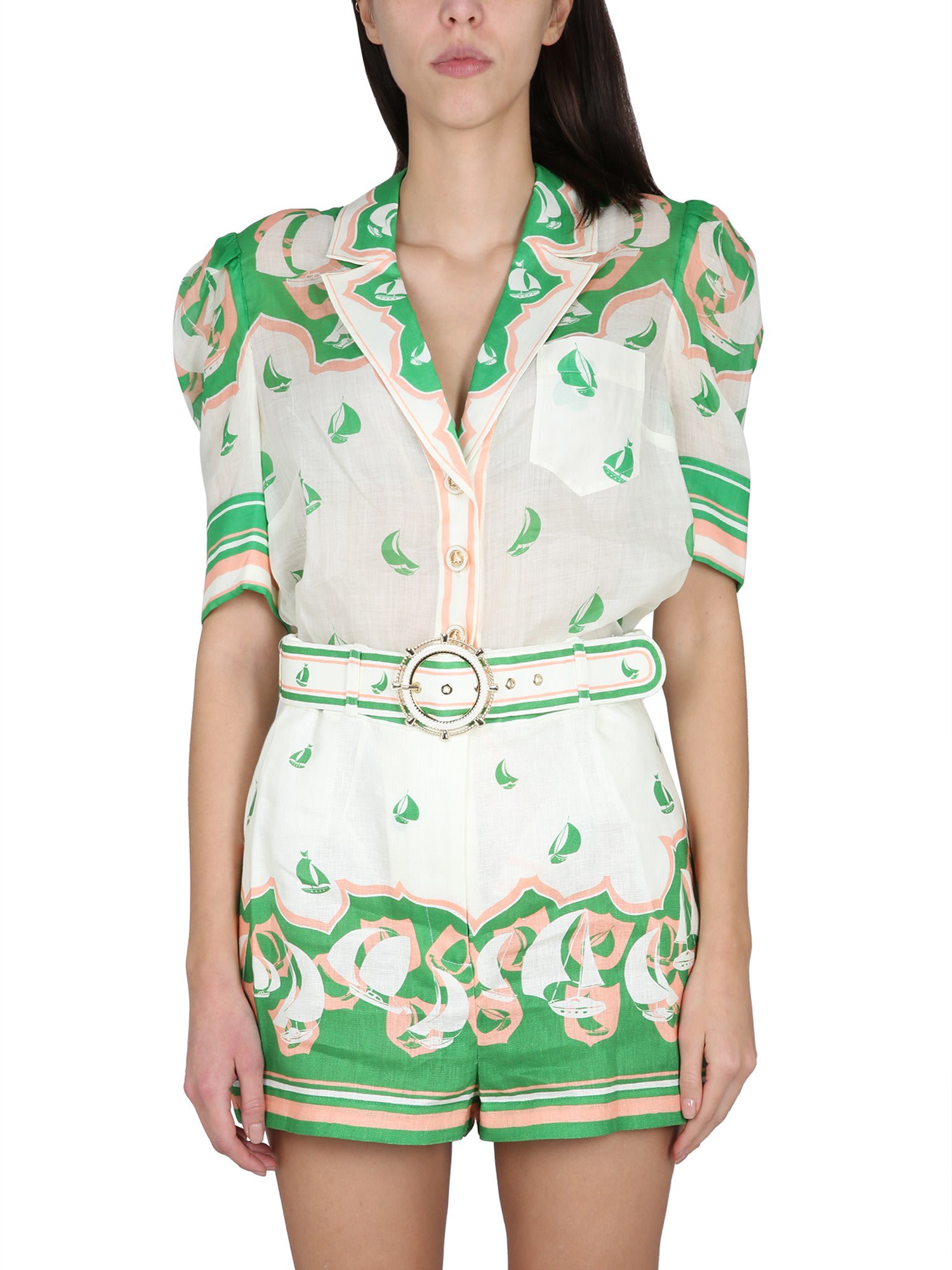 Zimmermann High Tide帆船印花衬衫