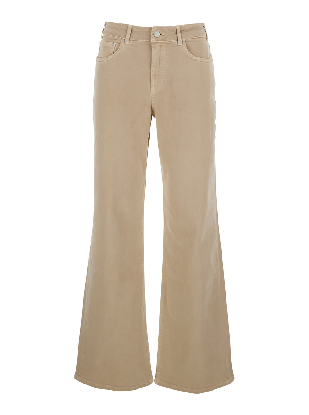 AG Jeans Beige Palazzo Jeans With Logo Patch On The Rear In Denim Woman