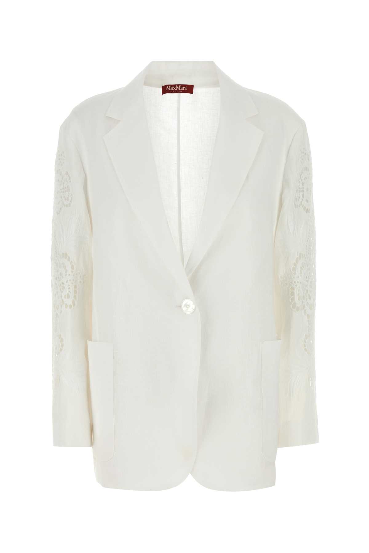 Max Mara Studio 白色亚麻 Angizia 西装外套