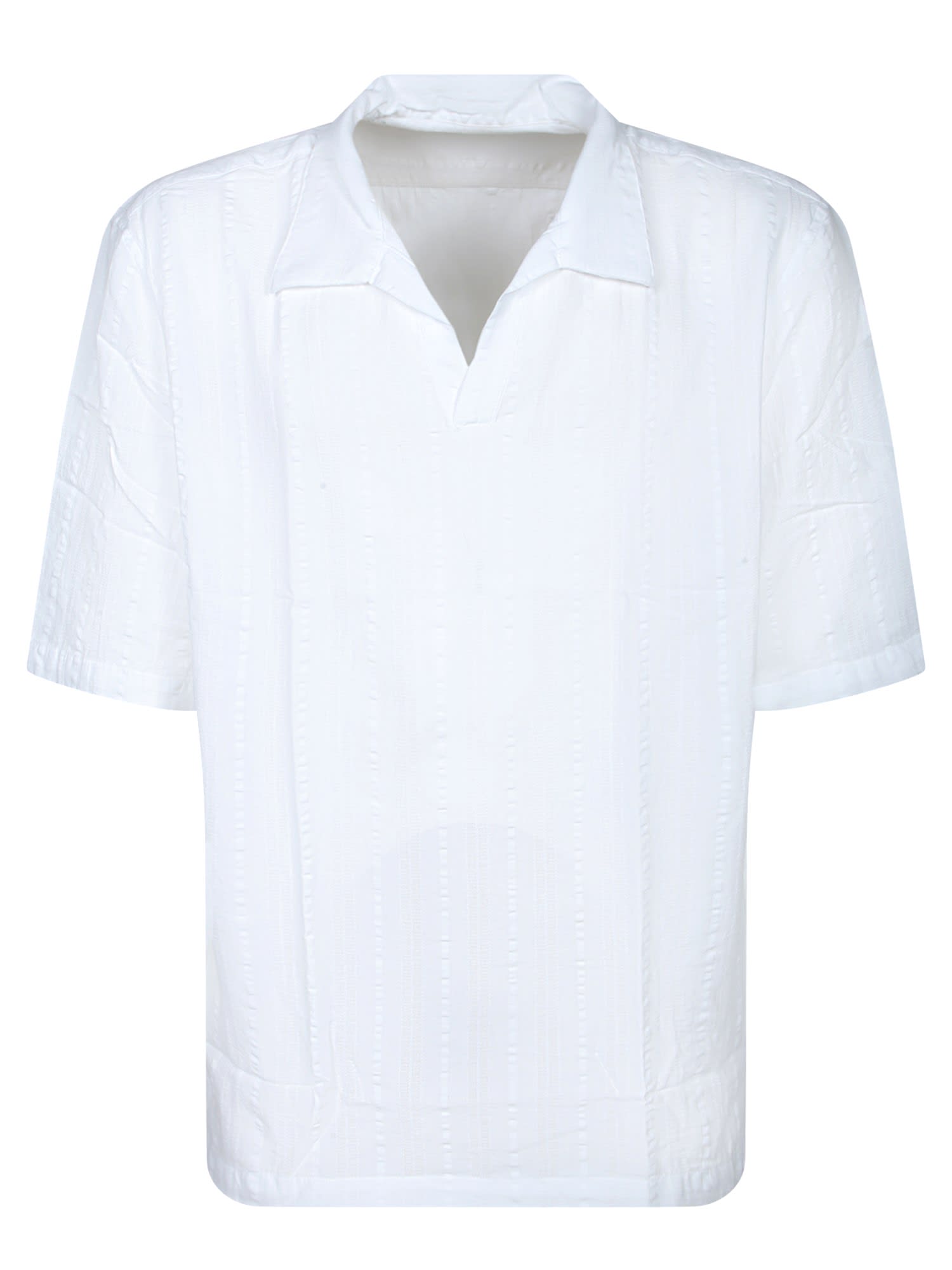 Officine Générale 白色条纹棉质Polo衫