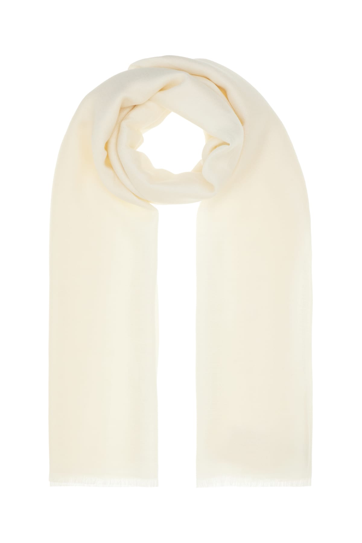 Max Mara Ivory Silk And Wool Scarf