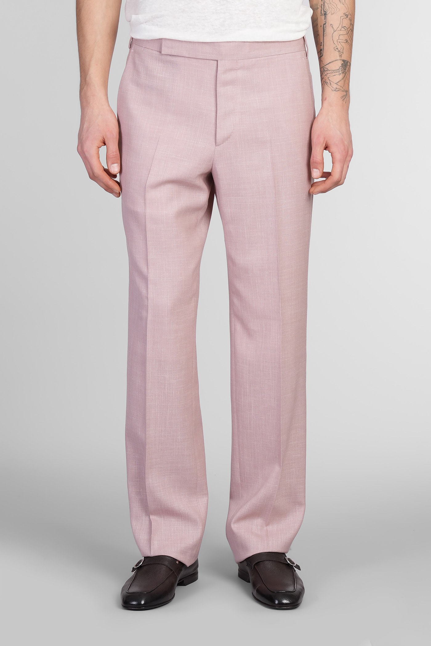 Lardini Pants In Rose-pink Wool