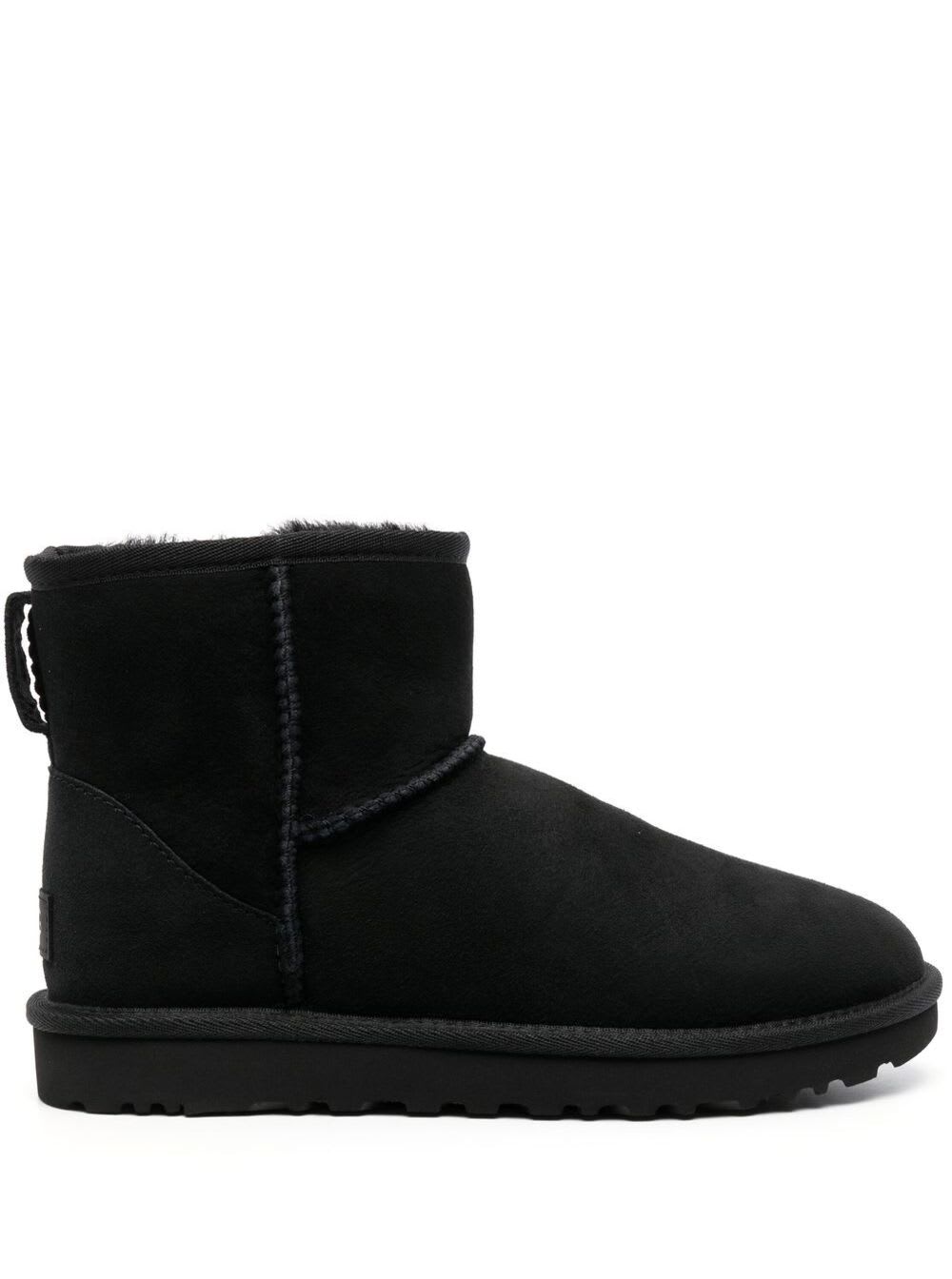 UGG 迷你经典二代 黑色绒面套脚女靴