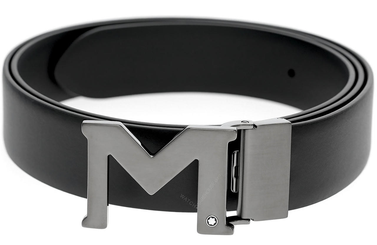 MONTBLANC M Buckle 35MM Black Reversible Genuine Leather Belt 129445