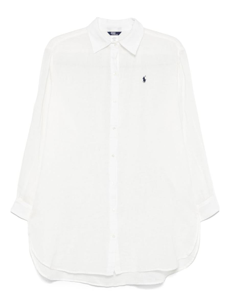 Polo Ralph Lauren Long White Cotton And Linen Blend Shirt
