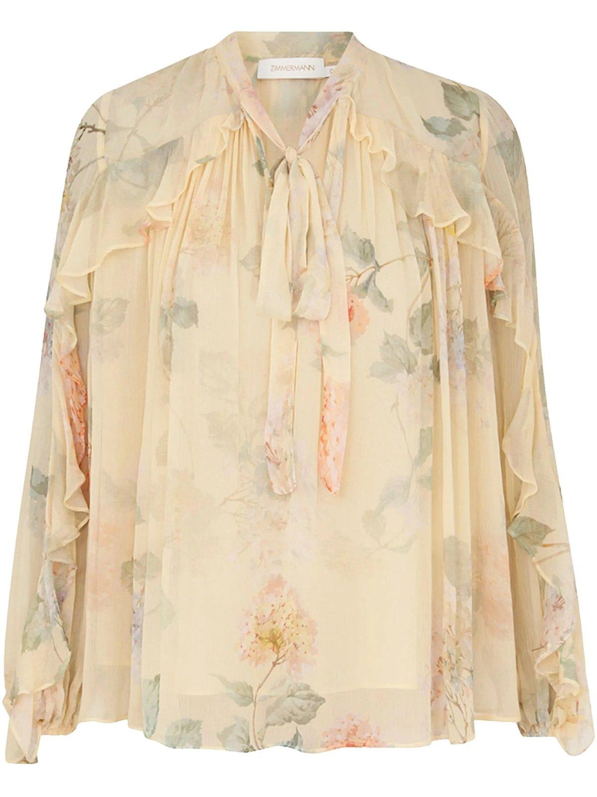 Zimmermann 花卉荷叶边女式衬衫