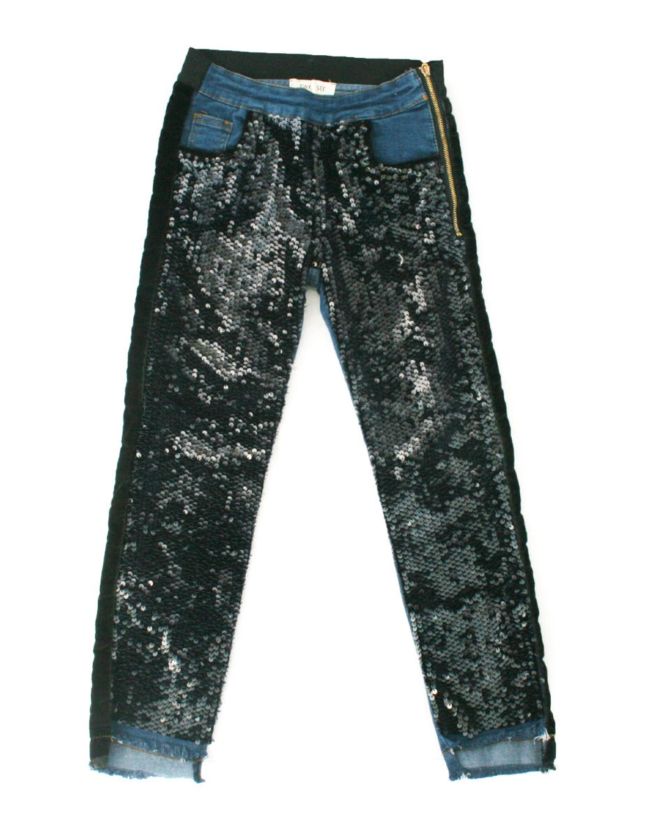 Twinset Girl牛仔裤Skinny con Paillettes