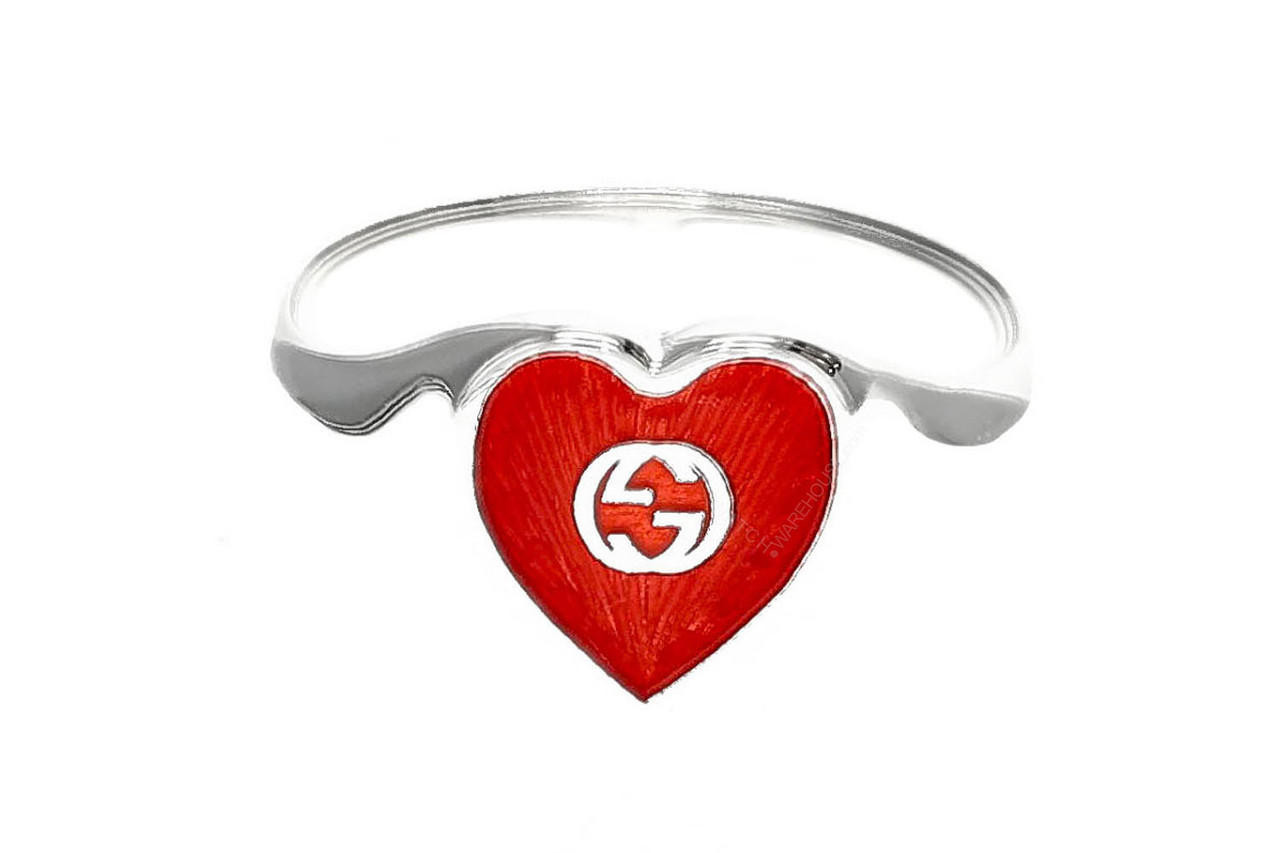 GUCCI Sterling Silver Red Heart Ring YBC6455440010