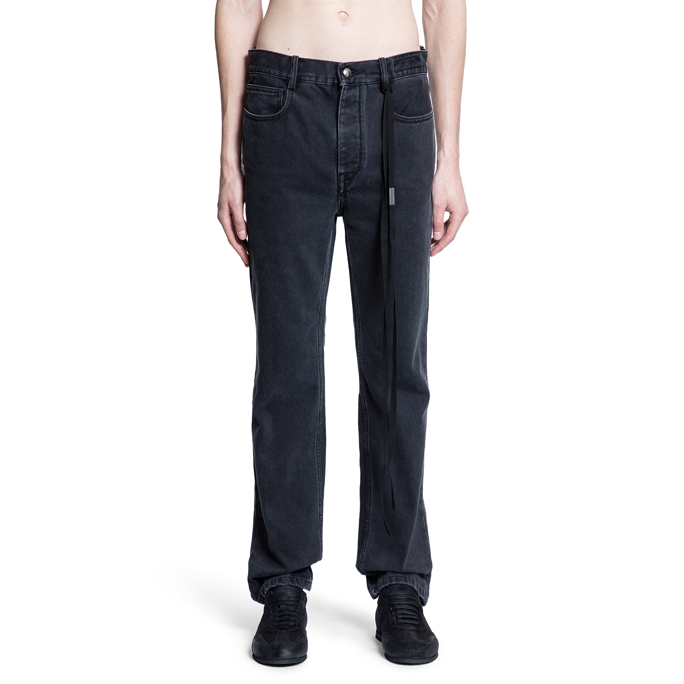ANN DEMEULEMEESTER 男士黑色牛仔裤
