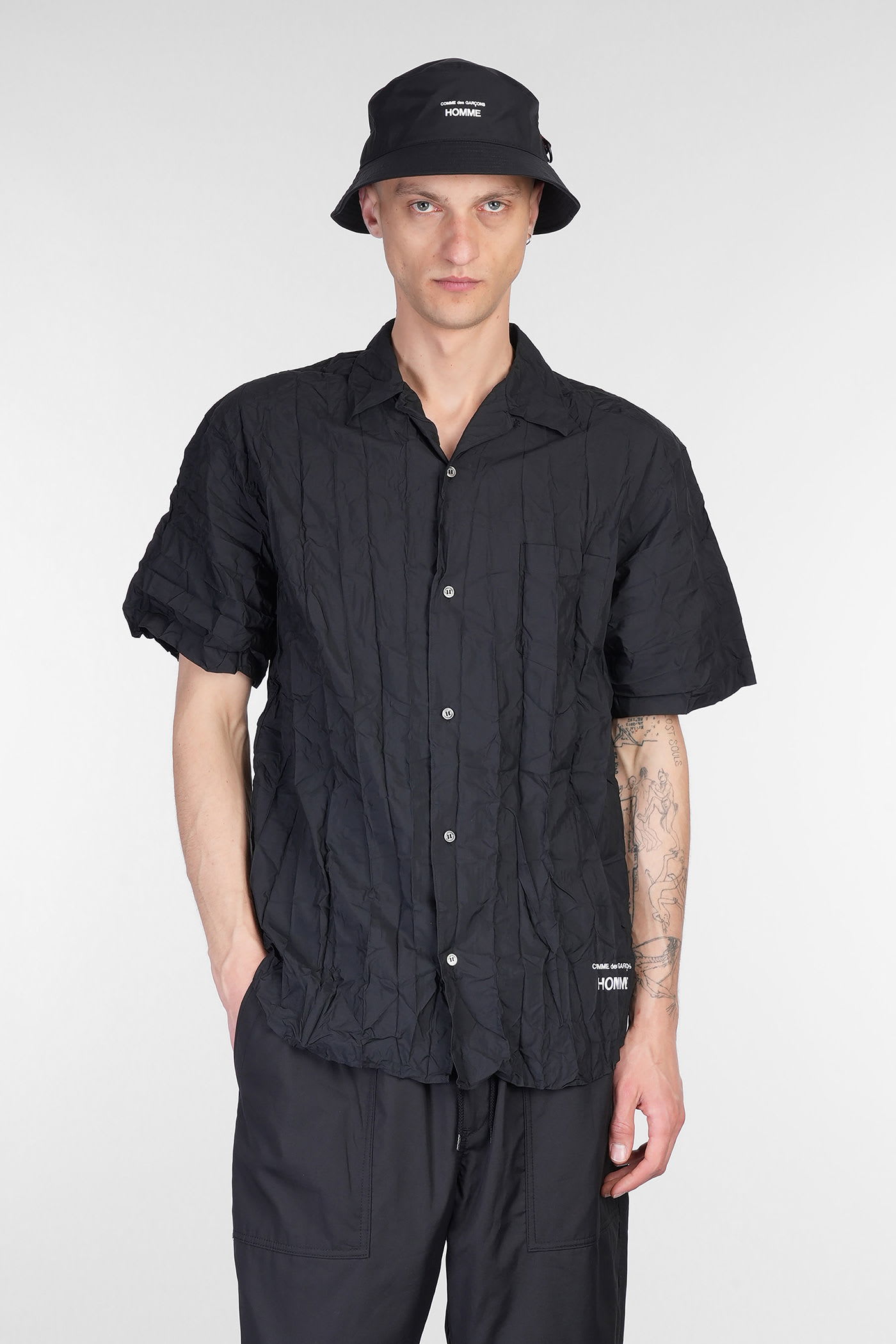 Comme des Garçons 男士黑色聚酯纤维衬衫