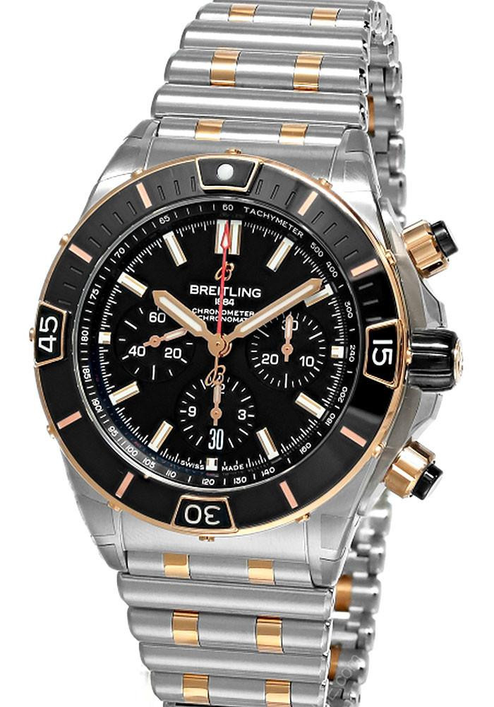 BREITLING Super Chronomat B01 44MM Black Dial Two-Tone Men's Watch UB0136251B1U1