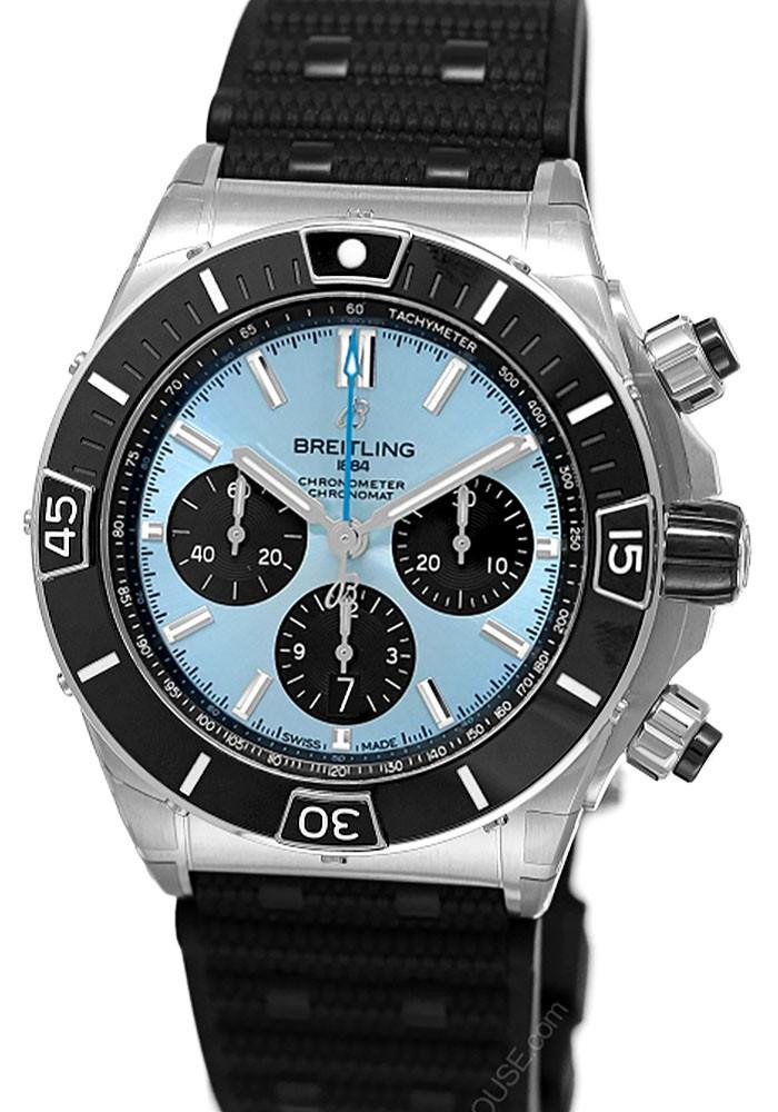 BREITLING Chronomat B01 Automatic 44MM Blue Dial Rubber Men's Watch PB0136251C1S1