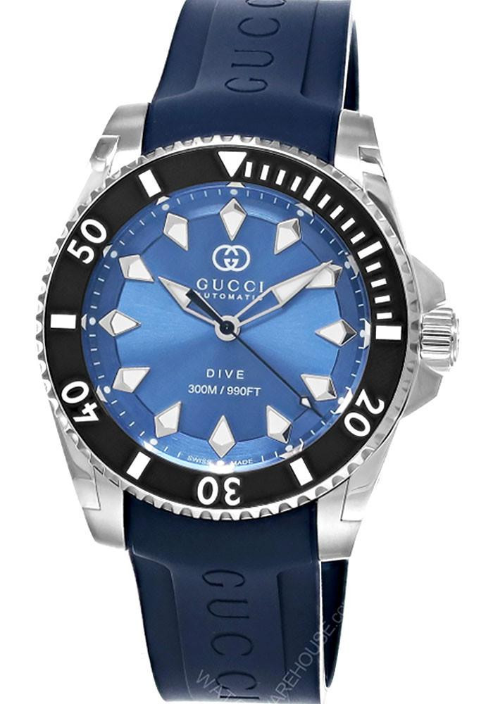 GUCCI Dive Automatic Stainless Steel 40MM Blue Dial/Rubber Men's Watch YA136359