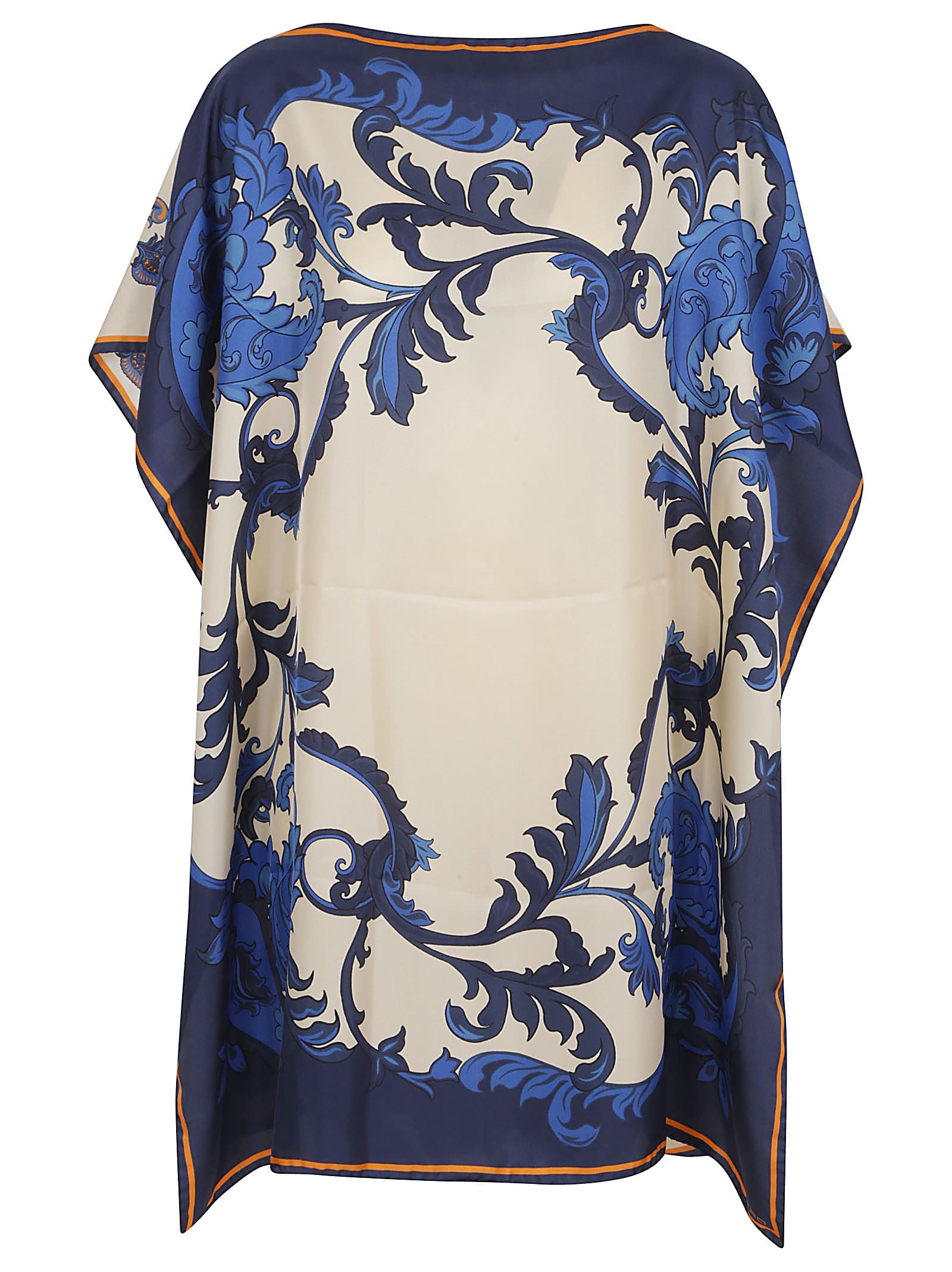 Etro 蓝色女士直领丝绸连衣裙 全身印花
