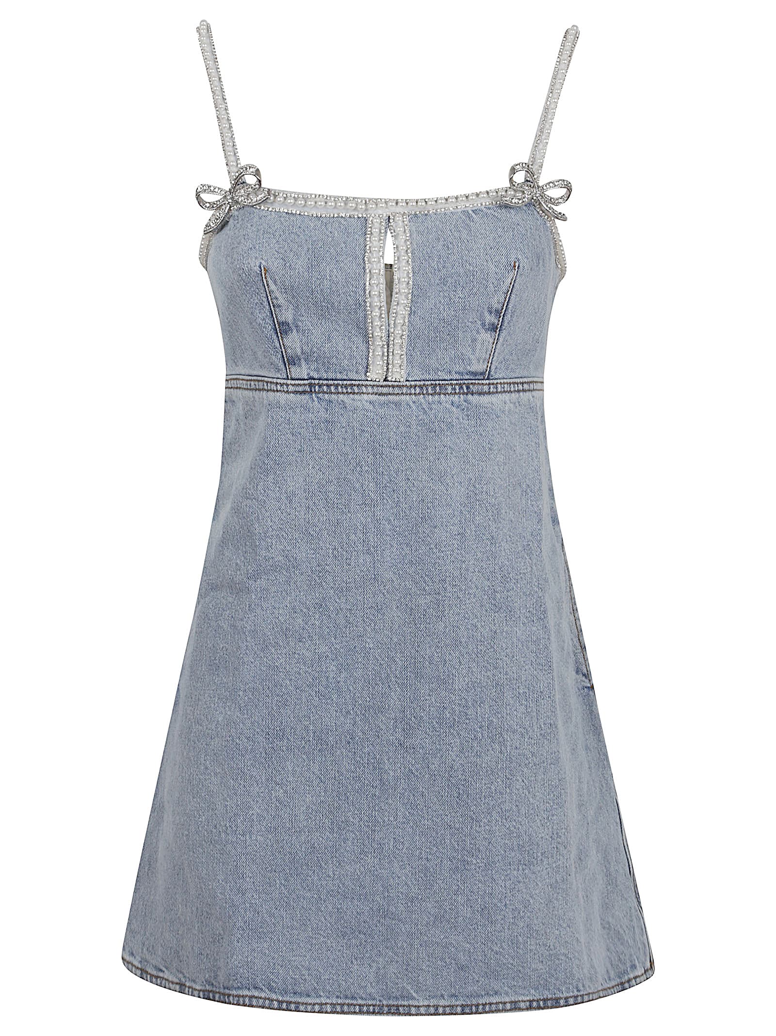 self-portrait Light Blue Denim Pearl Mini Dress
