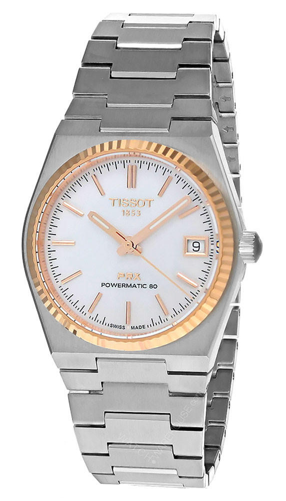 TISSOT PRX 35MM AUTO 18K Rose Gold Bezel MOP Dial Women's Watch T931.207.41.111.00 / T9312074111100