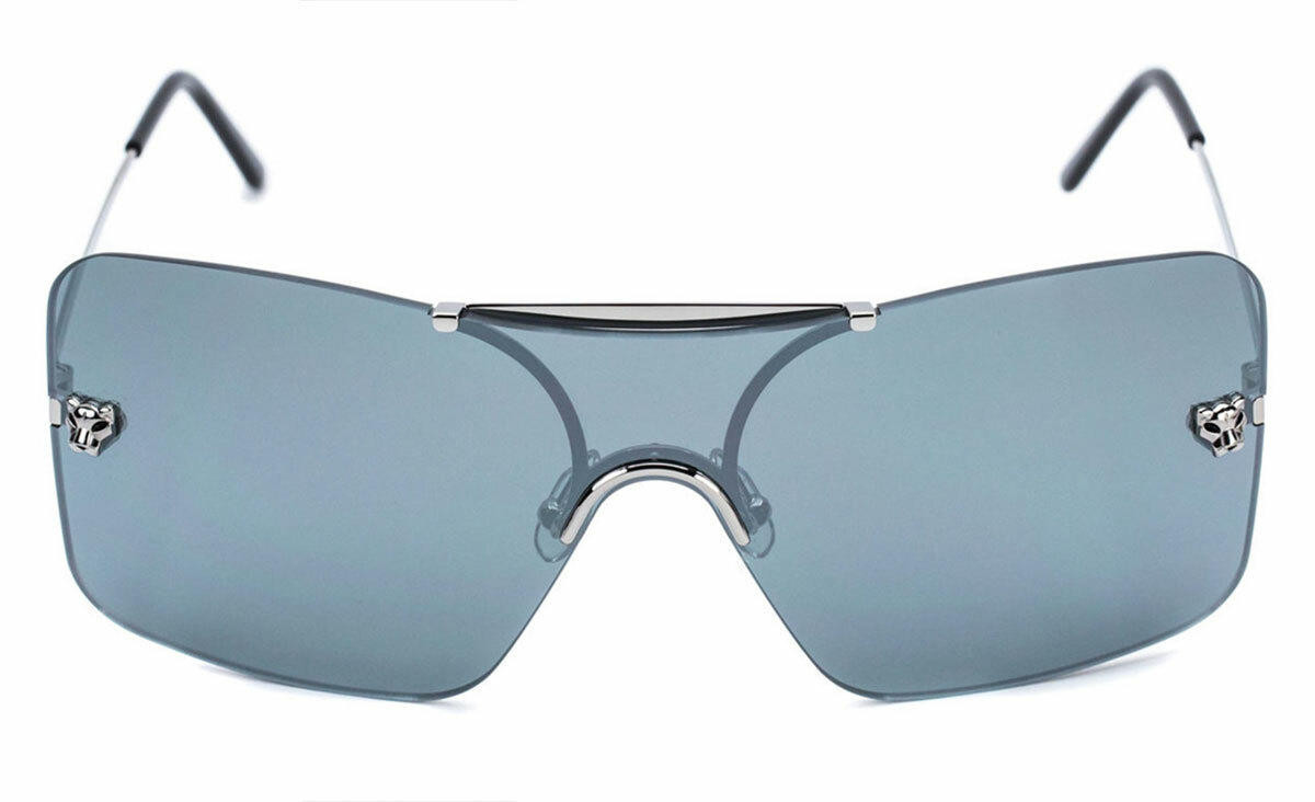 CARTIER Panthère Rimless Ruthenium Silver Lens Sunglasses CT0023S-001