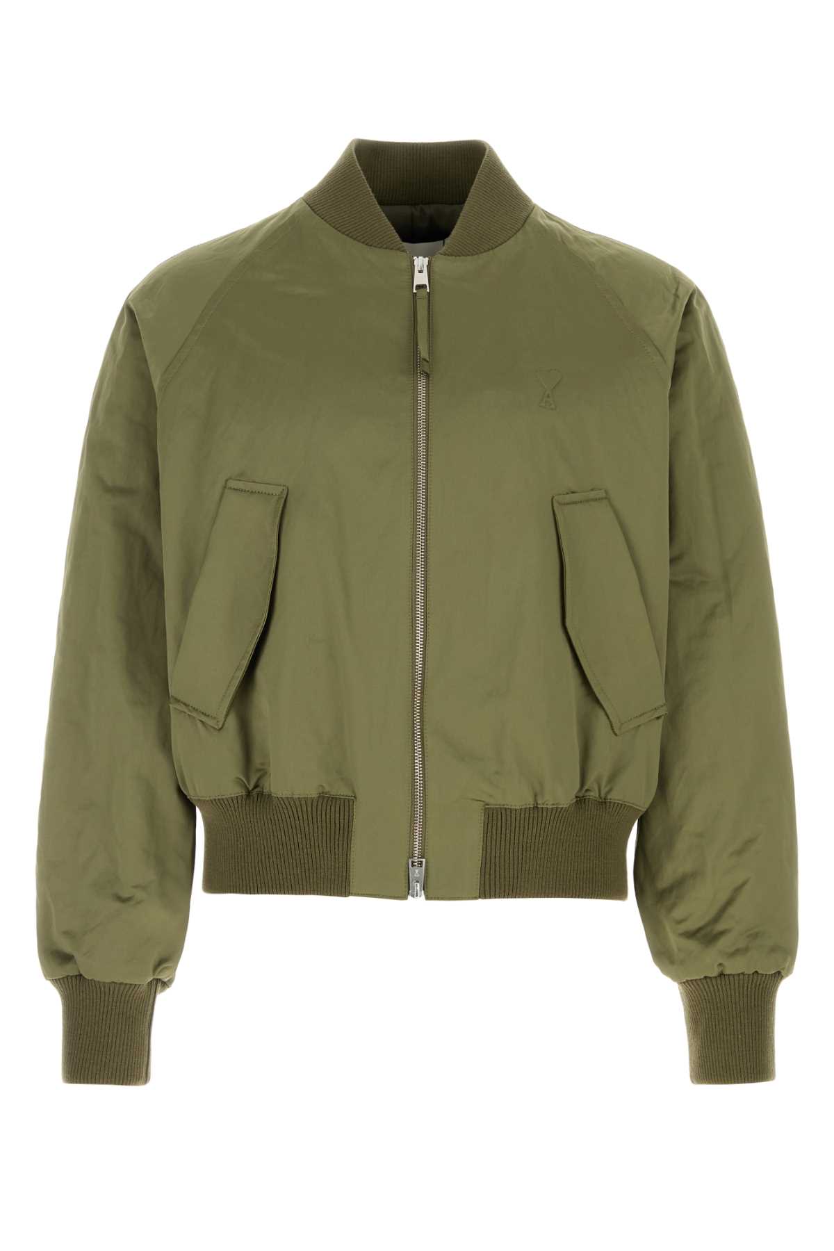 Ami Alexandre Mattiussi Green Cotton Blend Bomber Jacket