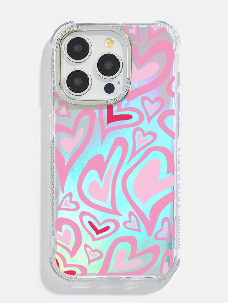 Warped Heart Holo Foil Shock i Phone Case, i Phone 14 Pro Max Case