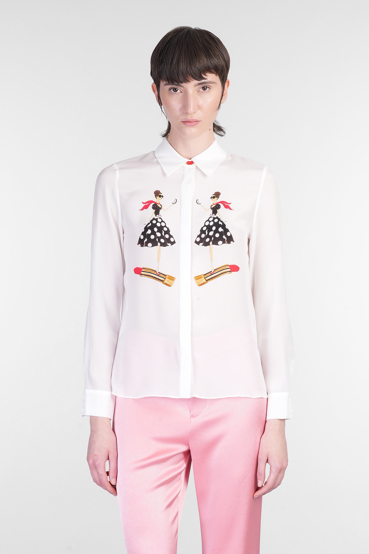 Alice + Olivia Willa Shirt In White Silk