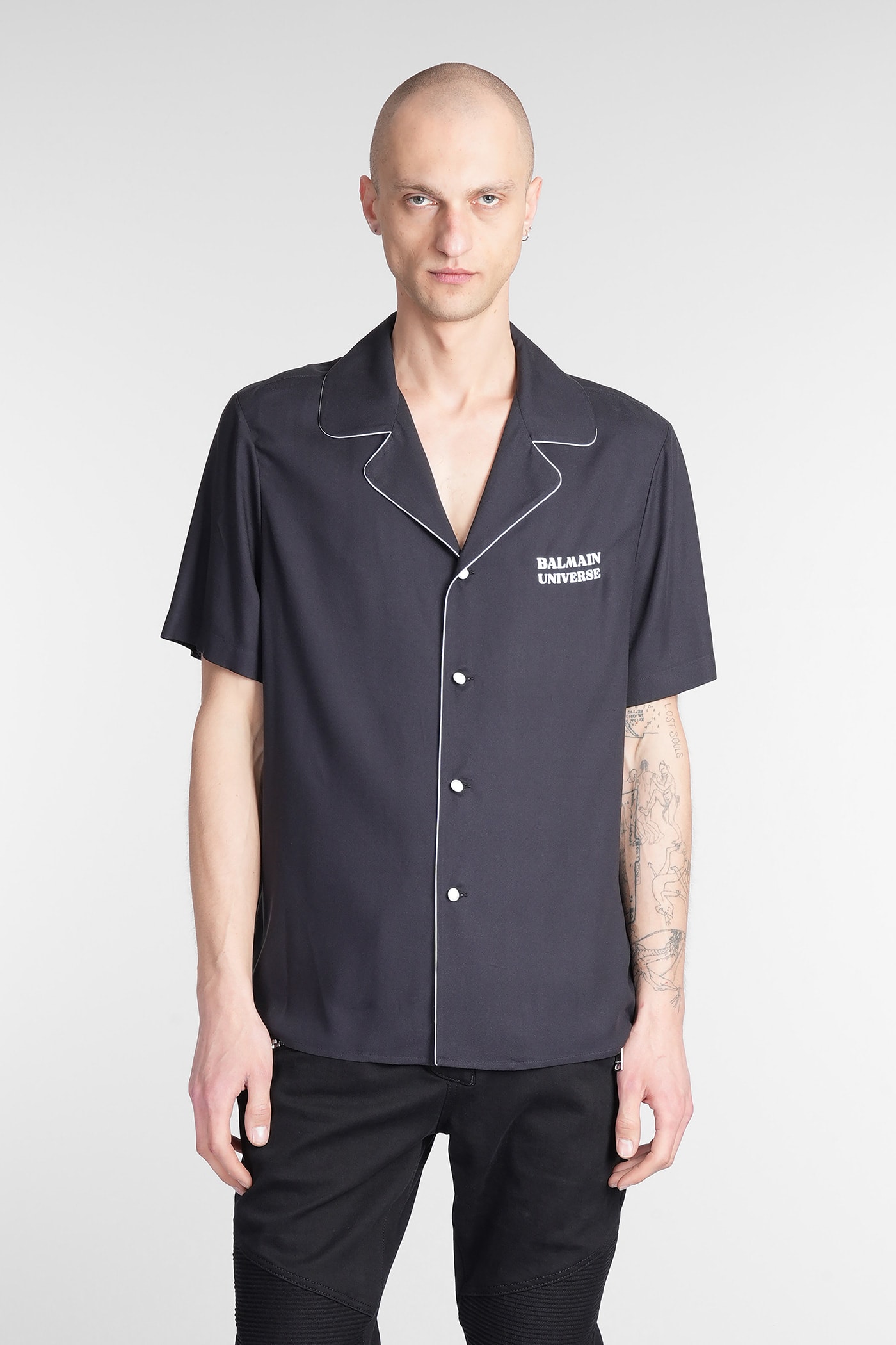 Balmain Shirt In Black Viscose