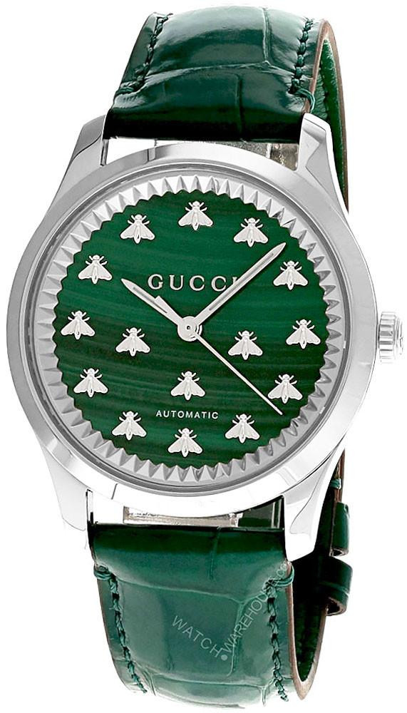 GUCCI G-Timeless AUTO 38MM Green Dial Leather Unisex Watch YA1264213