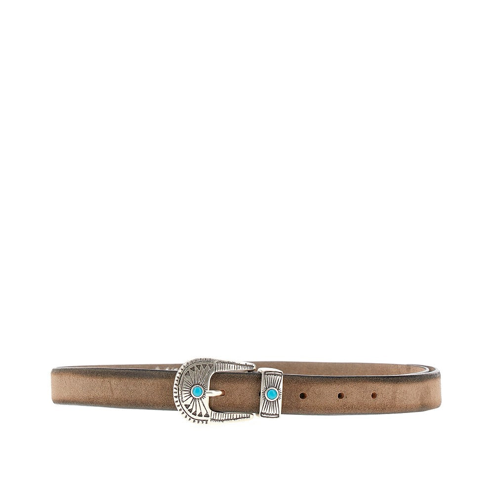 GIANNIFRANCO BELTS Suede leather belt with embellished buckle Man