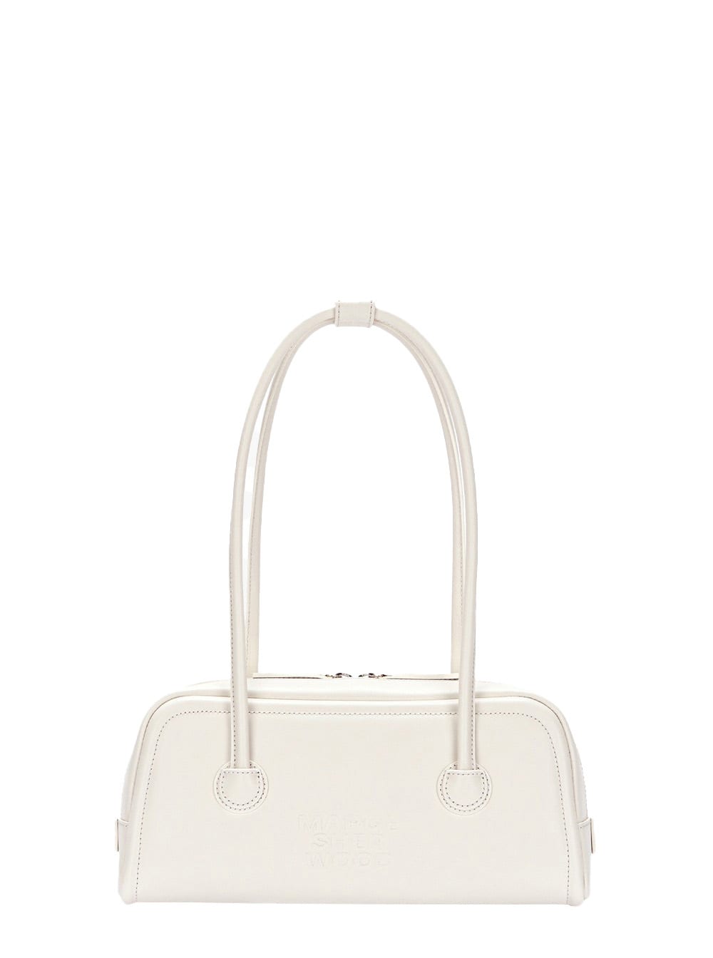 Marge Sherwood White Shoulder Bag With Logo Lettering On The Front In Soft Leather Woman