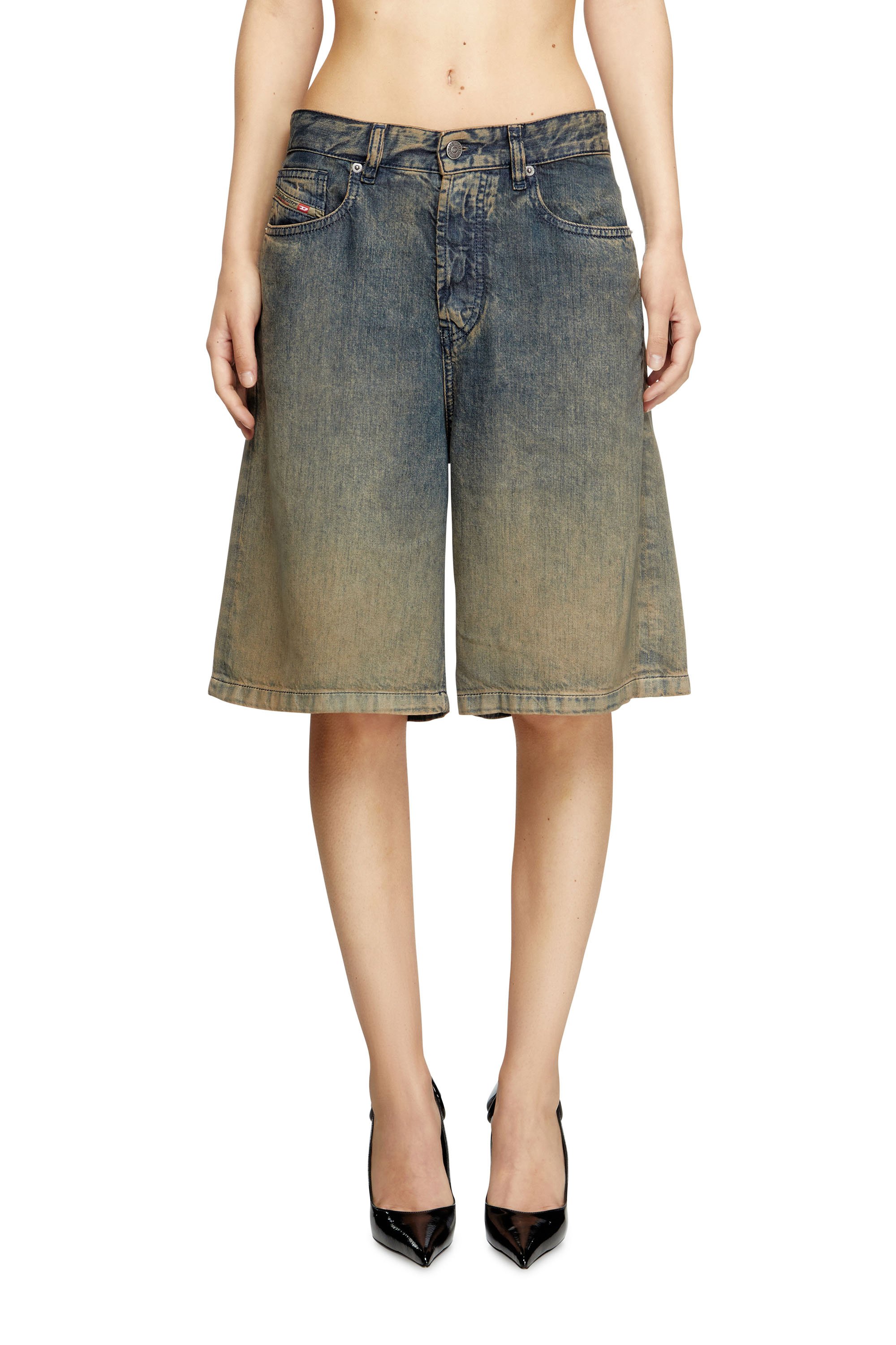 Diesel - Shorts in fluid shaded denim - Shorts - Woman - Blue