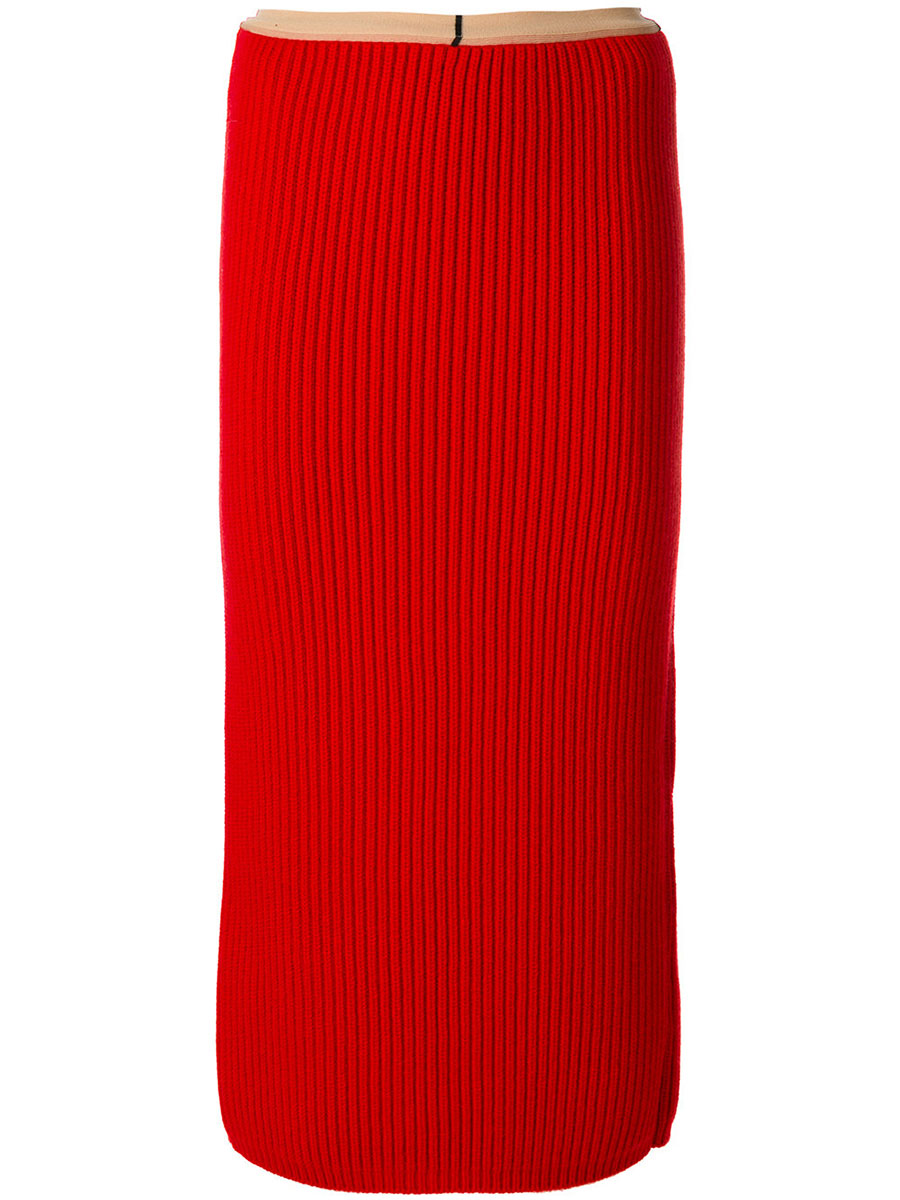 Ribknit Midi Skirt