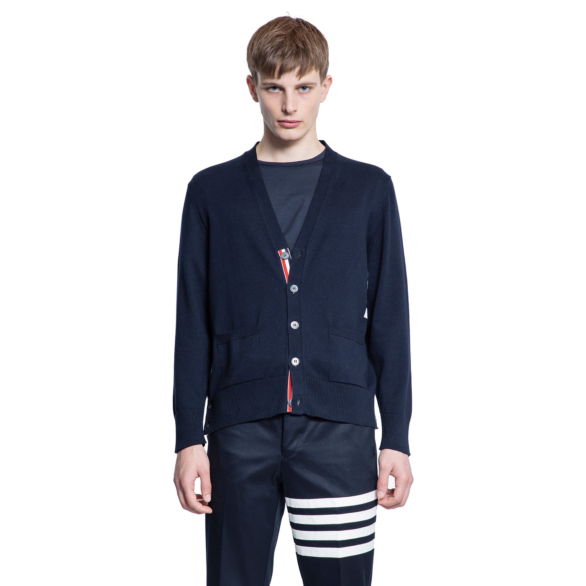 THOM BROWNE MAN BLUE KNITWEAR