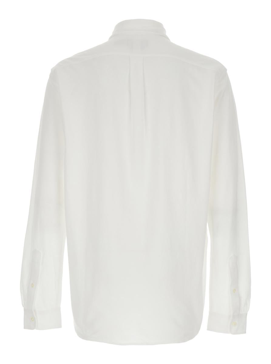White Shirt With Button-Down Collar And Pony Embroidery On The Front In Cotton Man